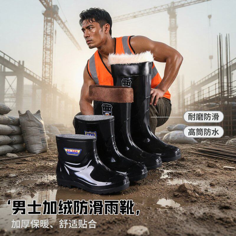 美男士劳保鞋雨鞋雨靴防水防滑加