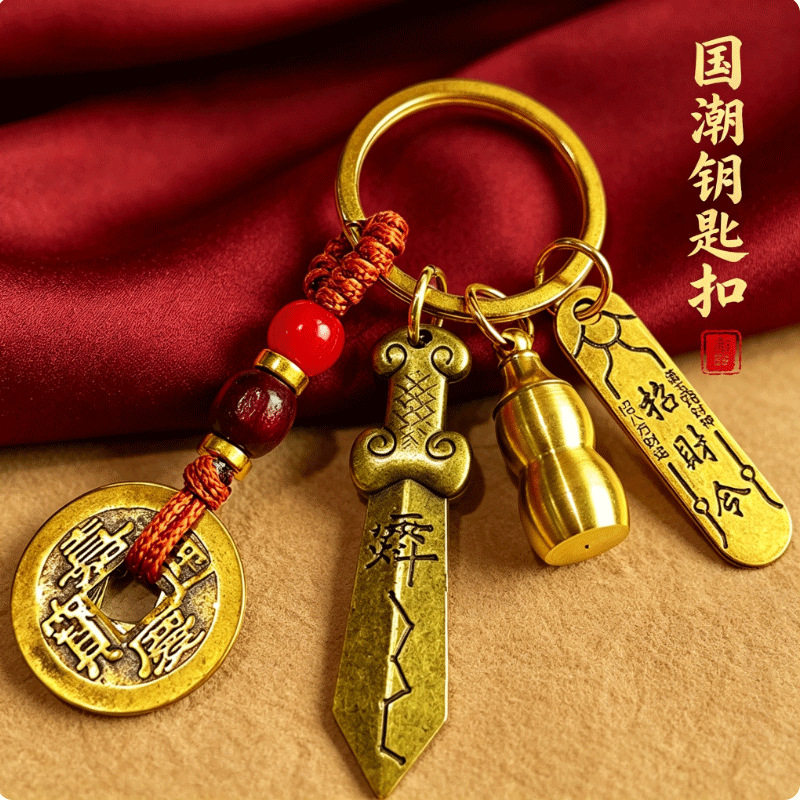 复古符文小剑挂饰钥匙扣如意卷云
