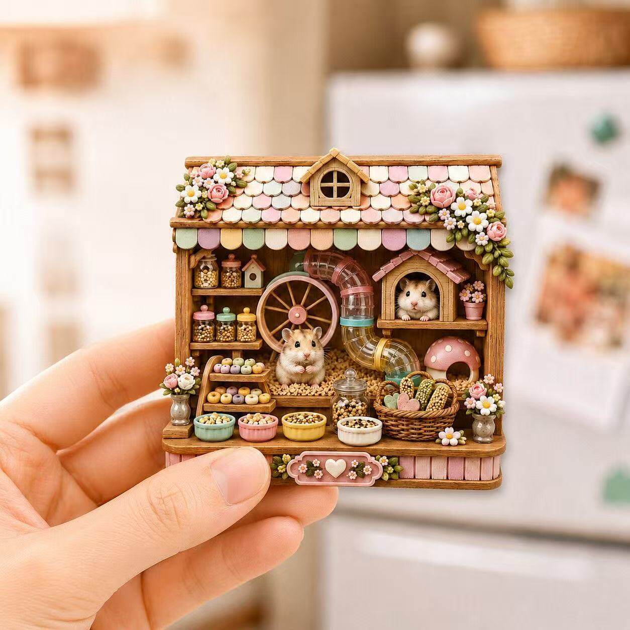 ins治愈系可爱仓鼠小屋立体浮雕