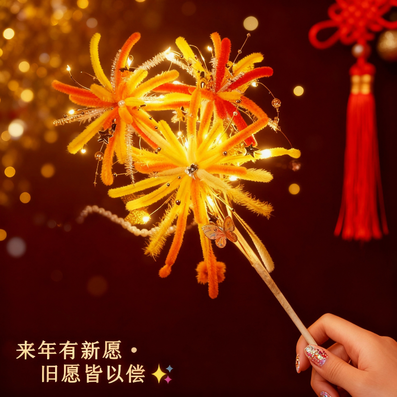 新年烟花灯炫彩花灯扭扭棒手工编织diy材料包发光儿童玩具礼物,玩具/童车/益智/积木/模型,其他手工制作,淘宝优惠券,粉丝福利购,淘宝优惠卷