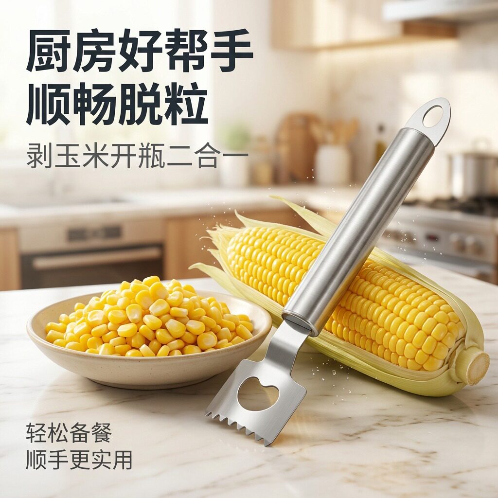 不锈钢玉米剥粒器二合一开瓶器