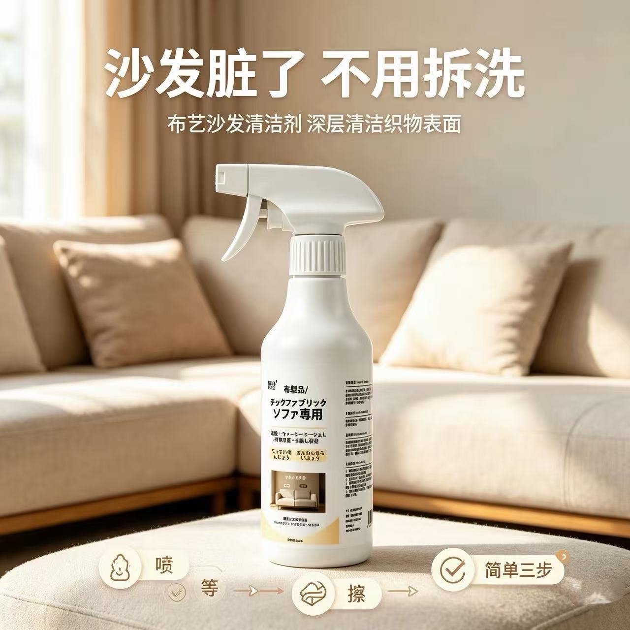 新款布艺沙发清洁剂免拆洗神器科
