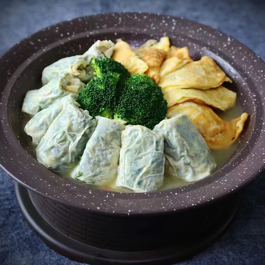 农家猪肉荠菜腐皮卷蒸菜冷冻半成品方便菜商用猪肉豆皮卷预制菜肴