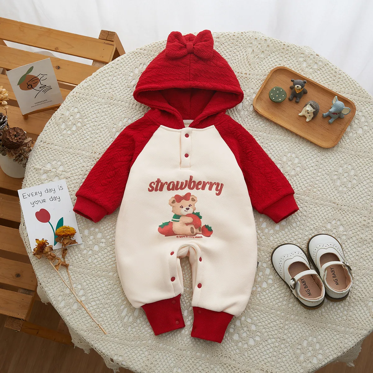 [本印苏拉]婴儿冬季加绒加厚连帽连体衣卫衣宝宝外出保暖棉衣外套