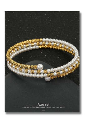 豆豆施家珍珠手链多层女小众设计高级感叠戴手镯细珍珠手链多圈