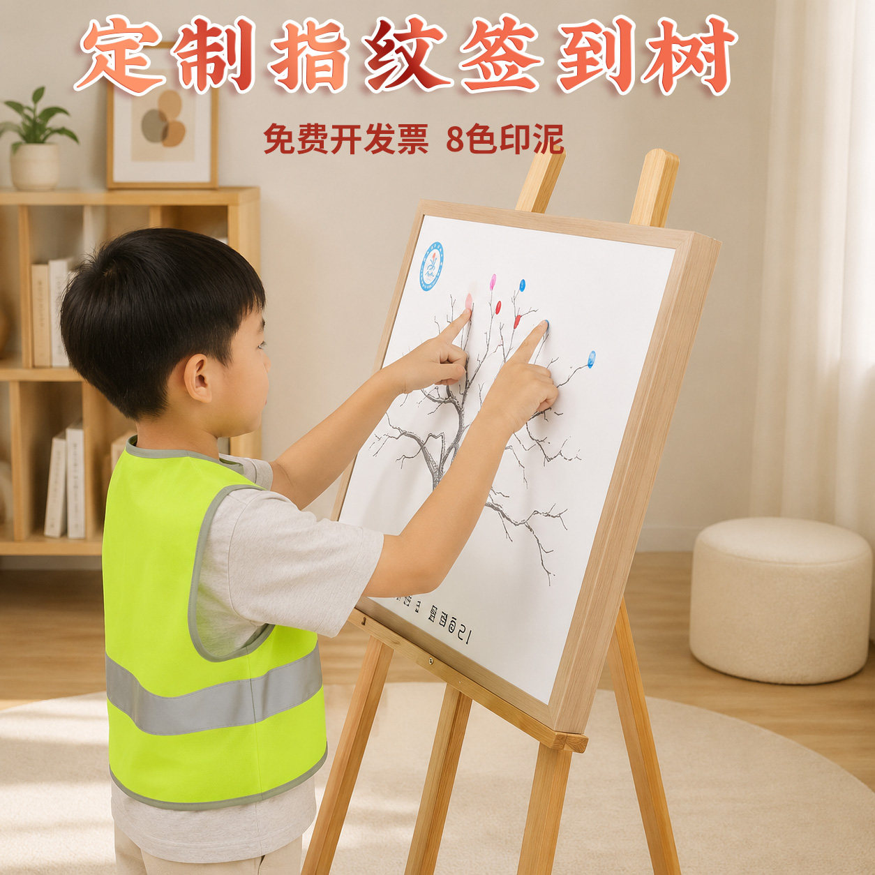 树开业毕业手印签名册创意儿童定制签到婚礼指纹开学同学画框公司