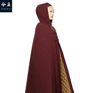 新款尚远棉麻加棉打坐披风居士禅修僧服禅修斗篷师父打坐披风棉衣