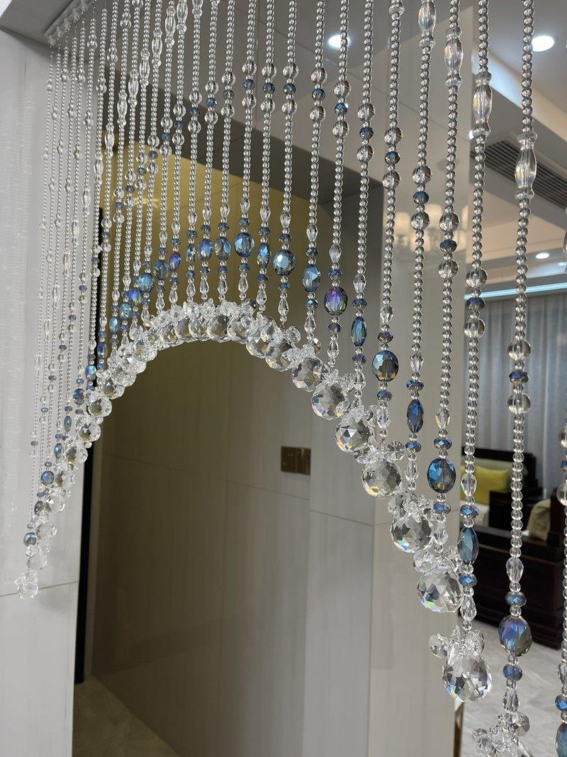 新款水晶珠帘门帘葫芦新款网红水晶帘隔断玄关卧室卫生间挂透明彩