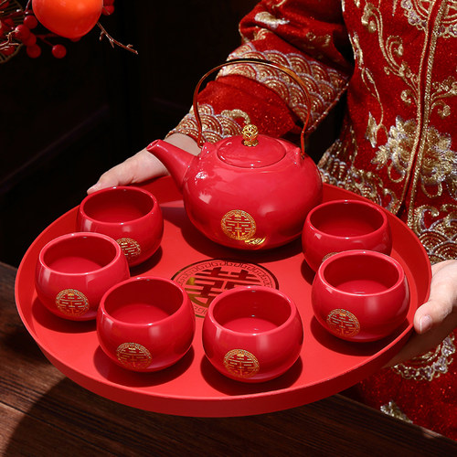 结婚敬茶杯子单杯婚礼托盘改口