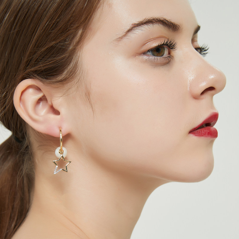 奥米迪奥星星珍珠耳环耳钉女气质百搭日韩网红2021新潮银简约耳饰