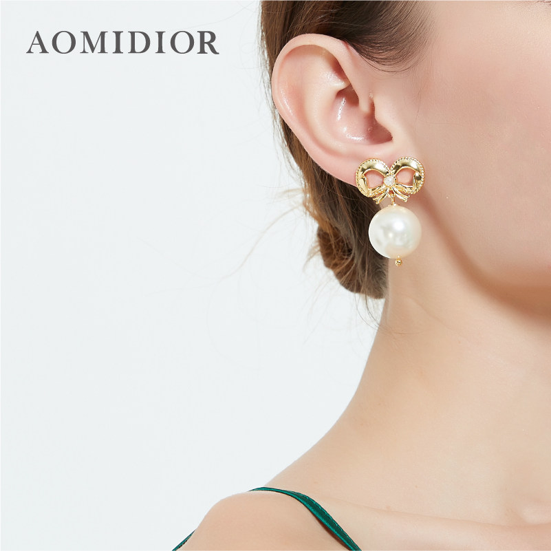 奥米迪奥2021新款纯银珍珠耳环女夸张气质高级感简约耳饰品耳钉潮