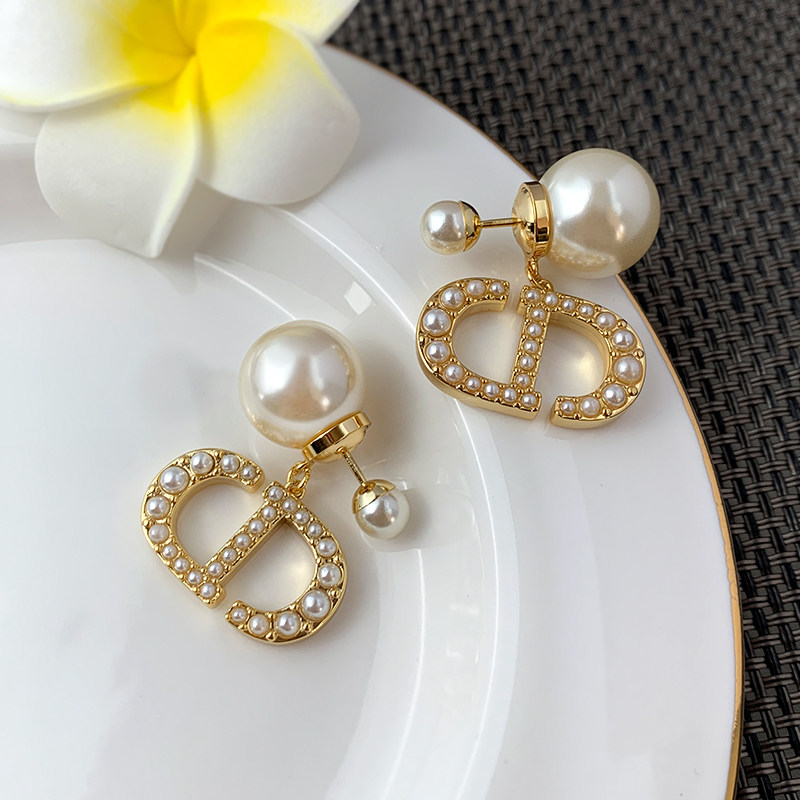 奥米迪奥大CD前后款珍珠耳钉网红爆款高级感明星同款耳环S925银针