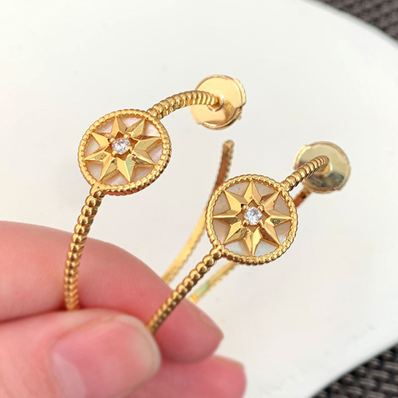 奥米迪奥罗盘八芒星大耳圈夸张欧美高级感耳环小众设计女新款耳饰