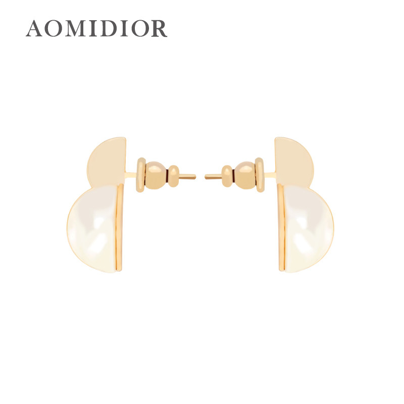 奥米迪奥珍珠CD异形珍珠耳钉耳环新潮款百搭气质网红小众女纯银