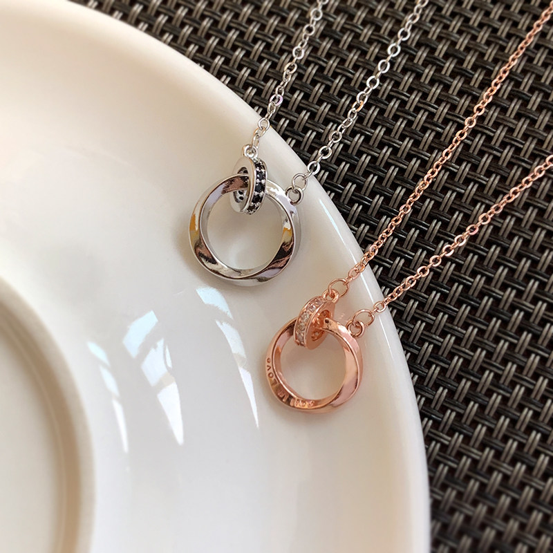 奥米迪奥莫比乌斯环项链520礼物2022年新款女轻奢小众纯银锁骨链