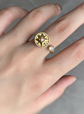 奥米迪奥八芒星罗盘带钻开口戒