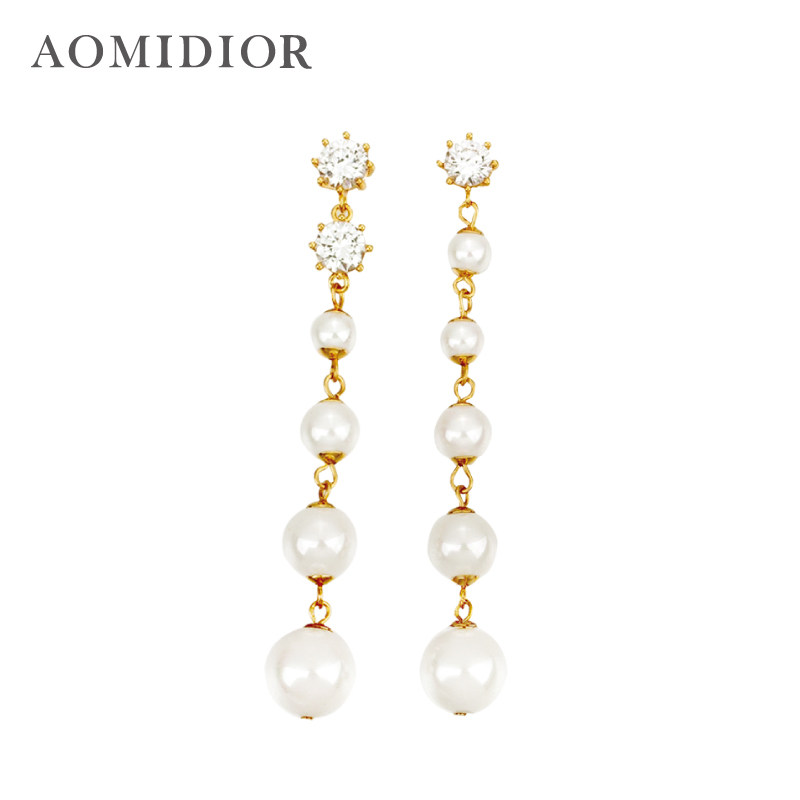 奥米迪奥珍珠耳环耳线长款女珍珠耳坠新款ins耳钉气质流苏四季款