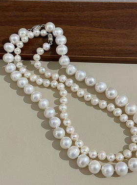 奥米迪奥天然珍珠项链大点位叠戴