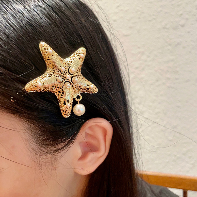 奥米迪奥CD海星珍珠发夹镂空发饰