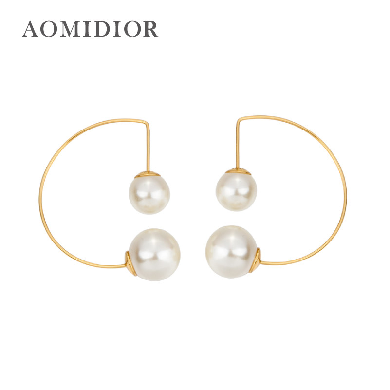 奥米迪奥2022新潮四季款复古时尚小众气质高级感耳钉G型珍珠耳环