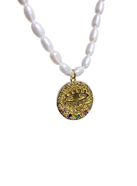 奥米迪奥天使守护之眼珍珠项链