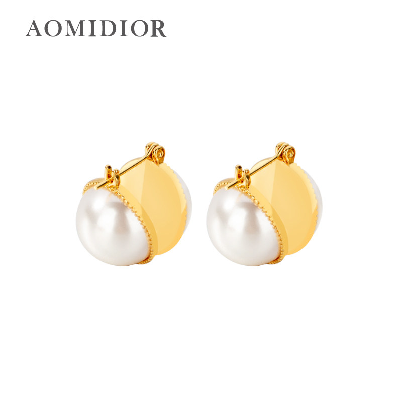 奥米迪奥双面珍珠耳扣耳钉气质百搭2021新潮款日韩风小众耳钉耳环
