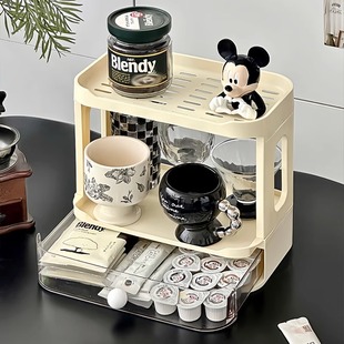 杯子收纳置物架家用桌面咖啡茶包收纳架茶具茶杯双层沥水架水杯架