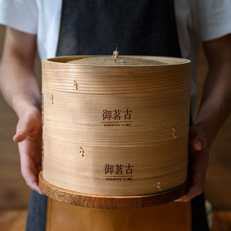御茗古蒸笼加高加深柳杉家用小笼包笼屉包子蒸锅金属包边