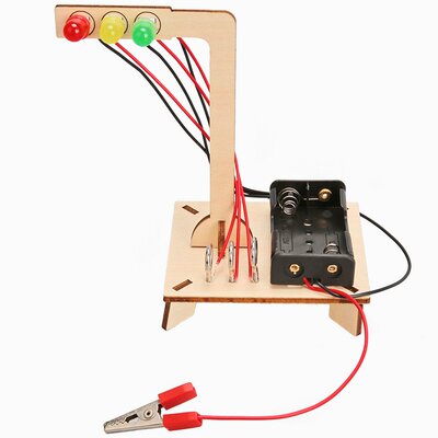 小学生木质红绿灯玩具益智科教科技小制作手工科学实验材料包P-05