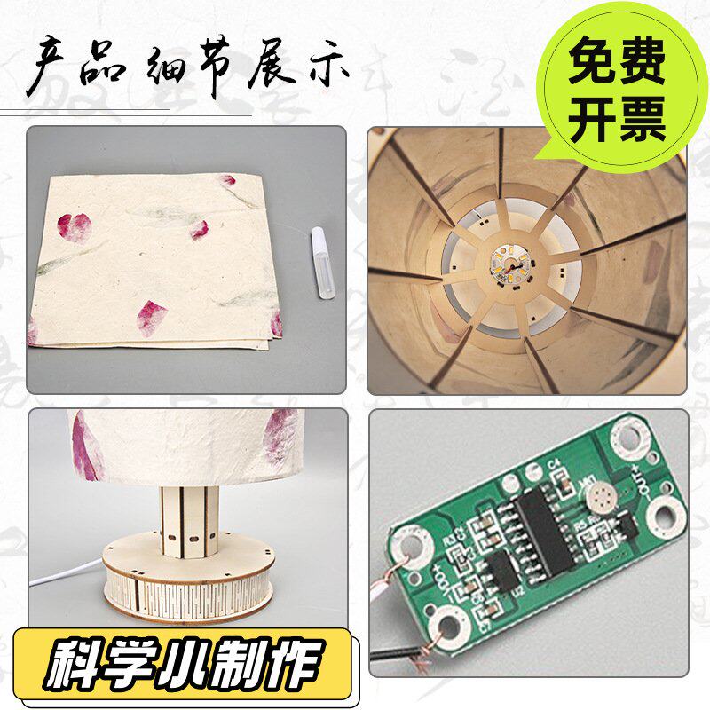 DIY干花声控台Steam手工干花小夜灯压花植物声控床头灯材料包VC75