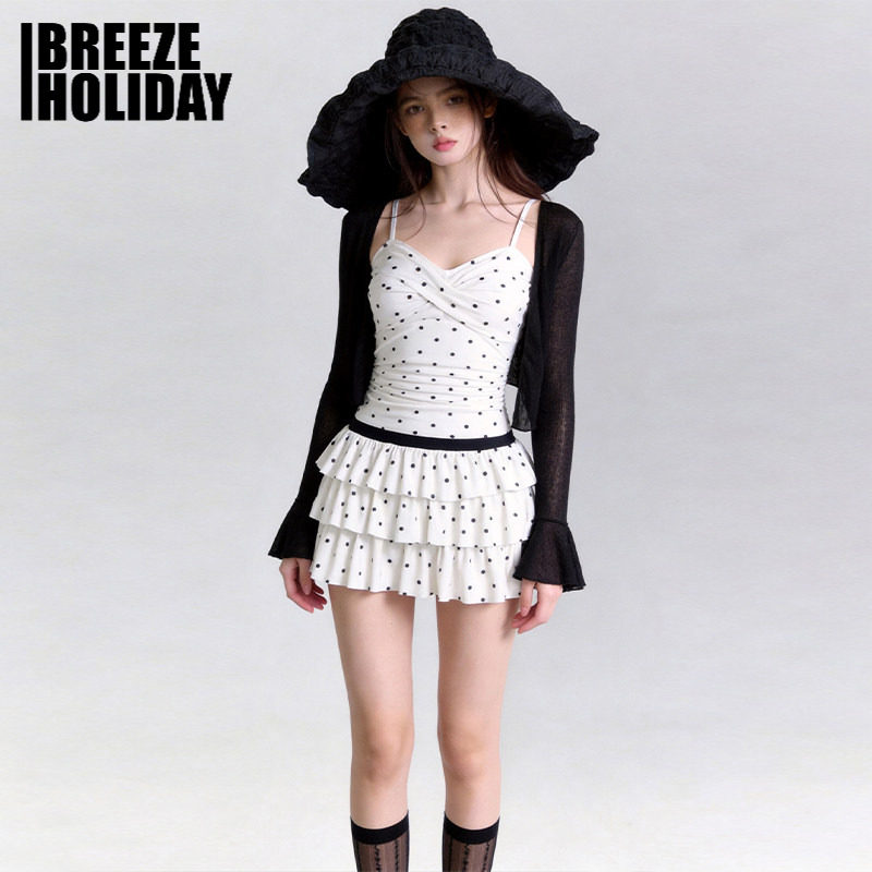 breezeholiday连体裙式泳衣女遮肚子显瘦独特漂亮水上乐园泳装