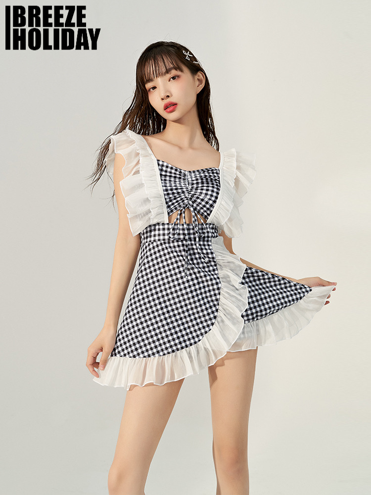 Swimsuit women's summer 2022 new fashion cute students conservative small chest gathered hot spring vacation swimsuit female minority