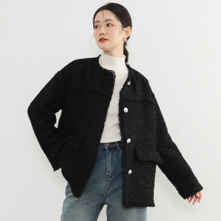 新款 外套夹棉2023冬季 含羊毛小香风棉服女棉衣短款 MIUZA设计款