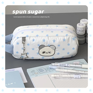 棉花加点糖原创星星熊猫日系笔袋可爱文具盒学生收纳大容量文具