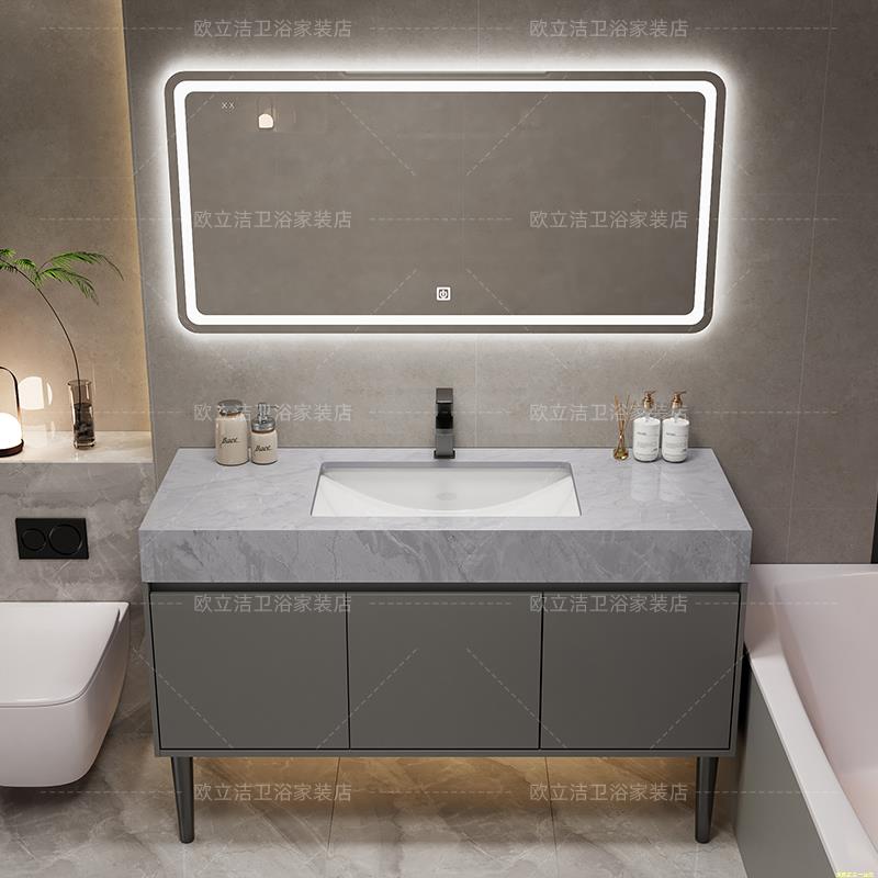 公共厕所落地式大理石单盆洗手盆浴室柜组合卫生间洗漱台洗脸台盆