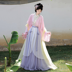 慕夏原创汉服【未央】半袖对交穿宋制新品仕女图齐腰襦裙直袖女