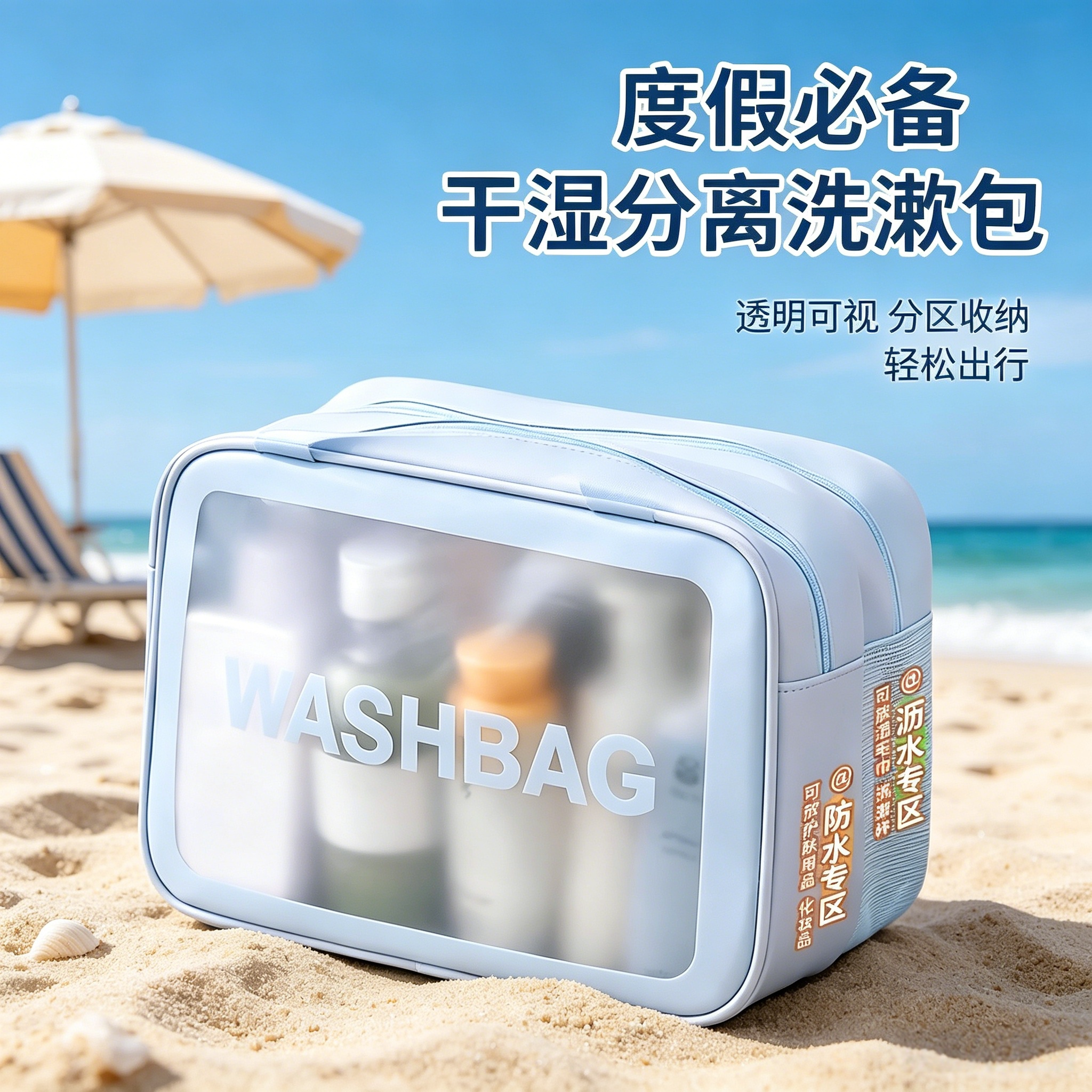 男女通用度假必备干湿分离洗漱包男女大容量便携旅行防水收纳包