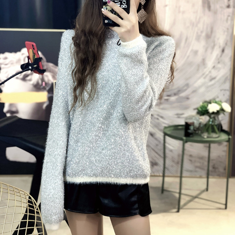 JoMi lifechic女神亮丝blingbling针织衫韩版高腰显瘦百搭毛衣女