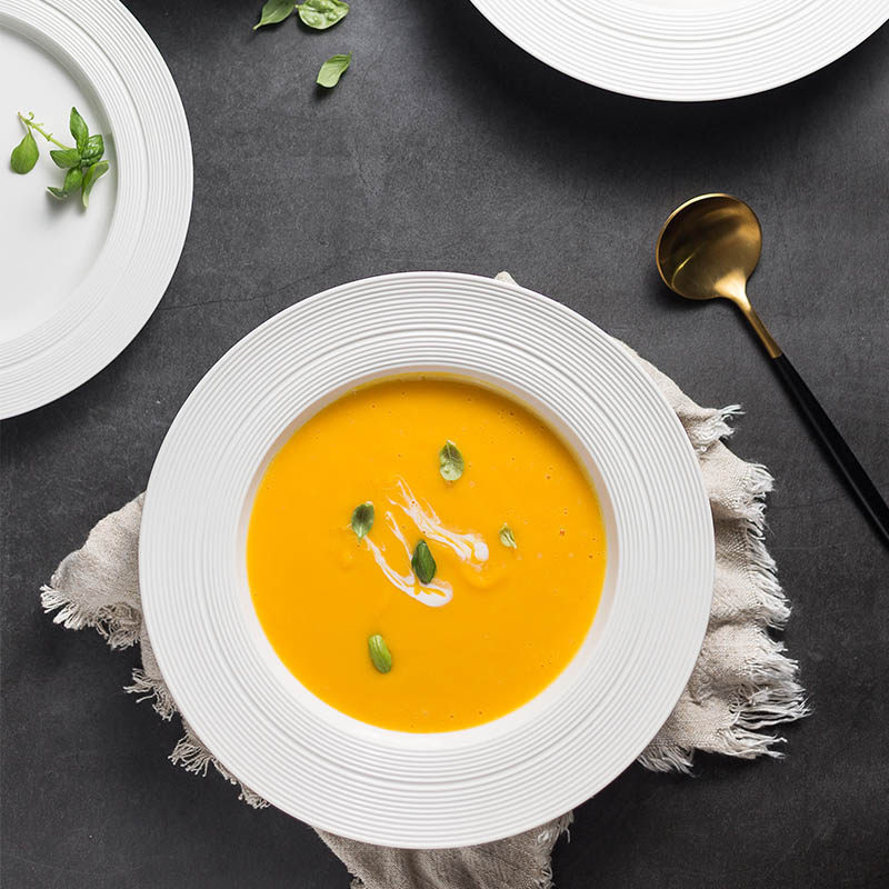 青木尚瓷欧式草帽盘陶瓷西餐汤盘家用菜盘子沙拉盘意大利面面深盘