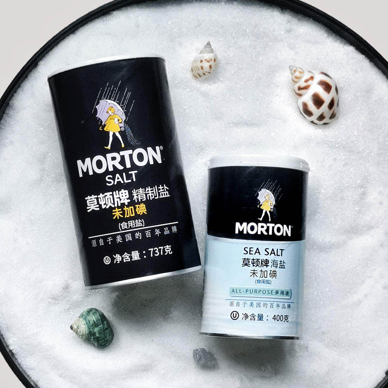 morton莫顿牌盐737g未加碘无碘盐精制盐 400g未加碘无碘海盐家用