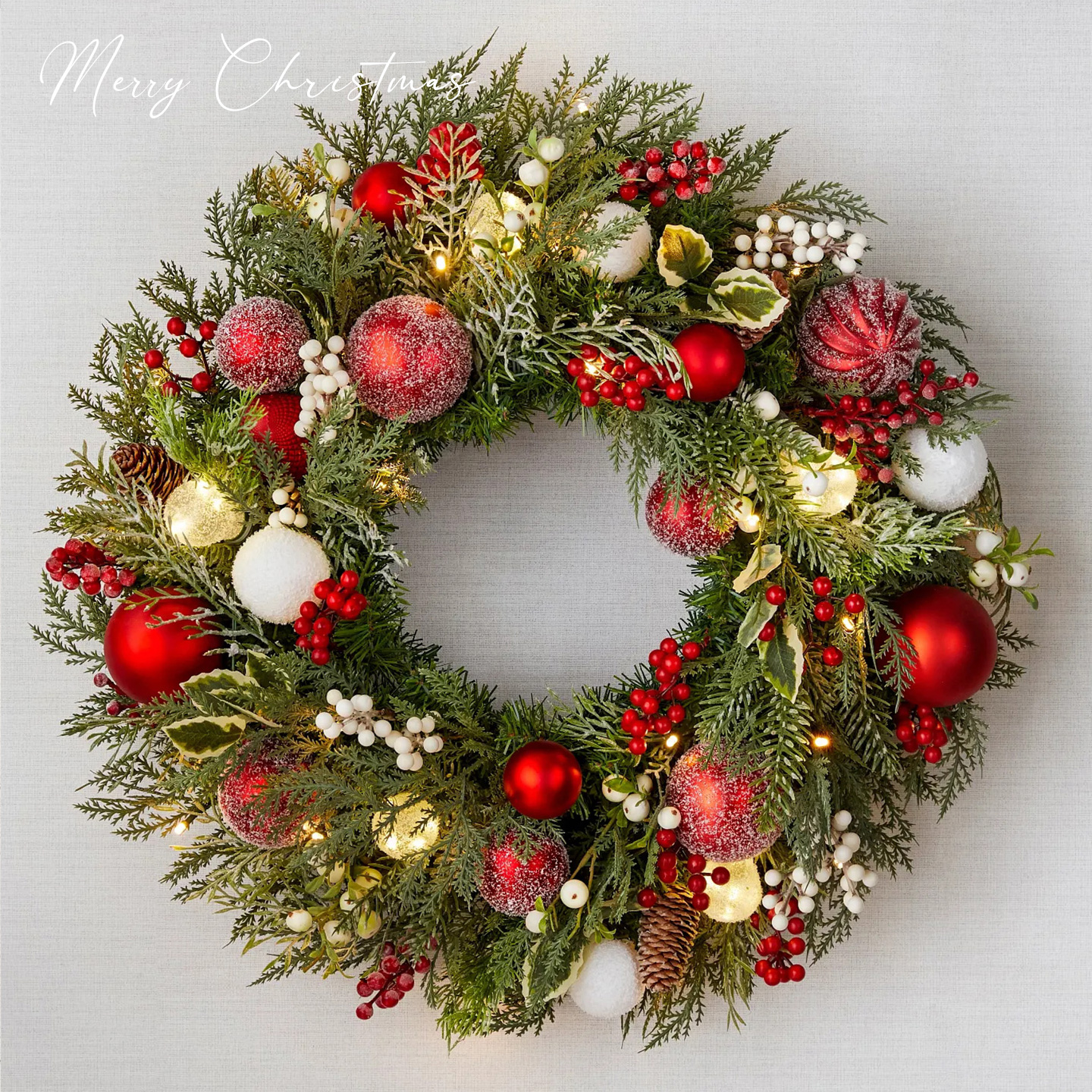 高档柏叶PE花环藤条迎宾圣诞树