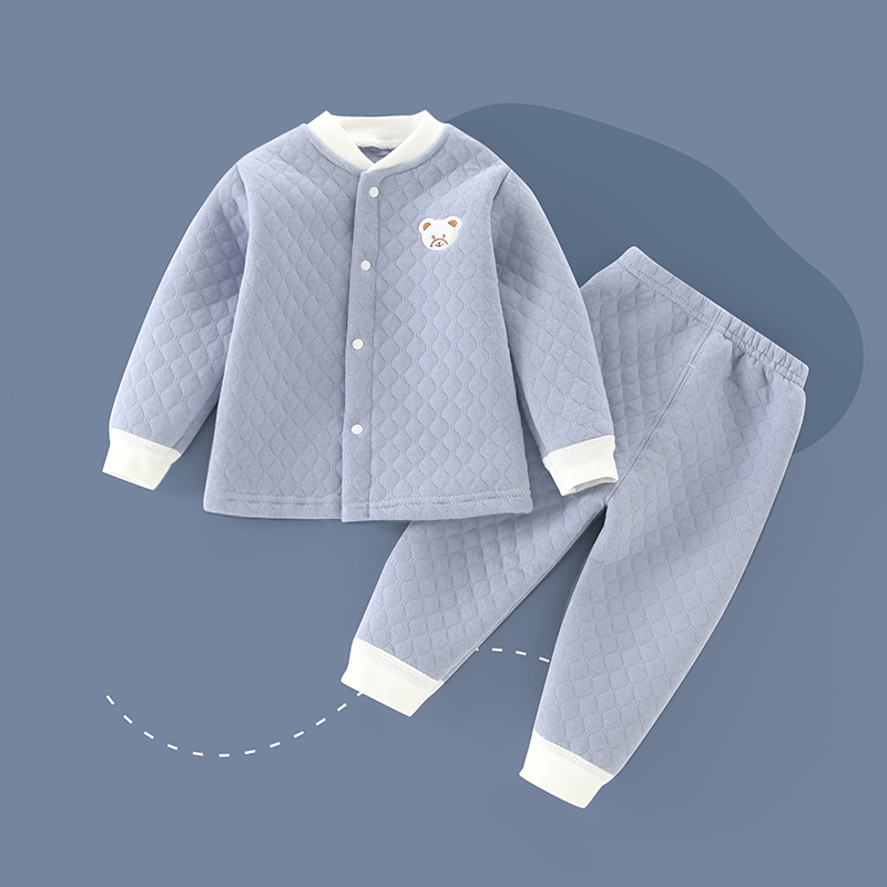 儿童保暖秋衣套装秋冬婴儿衣服加厚纯棉三层新生儿宝宝夹棉内衣