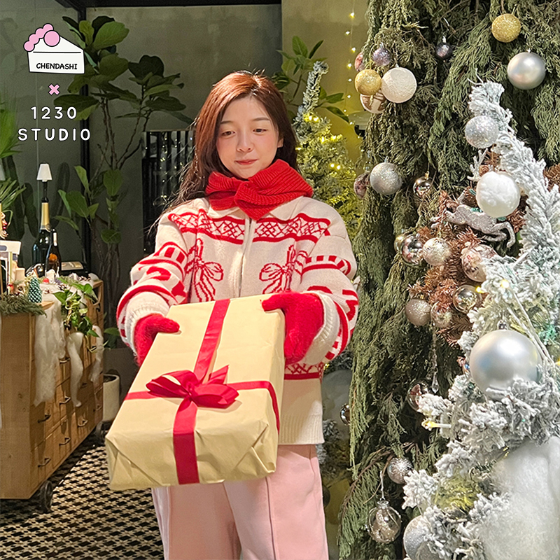 1230新年少女翻领慵懒风毛衣