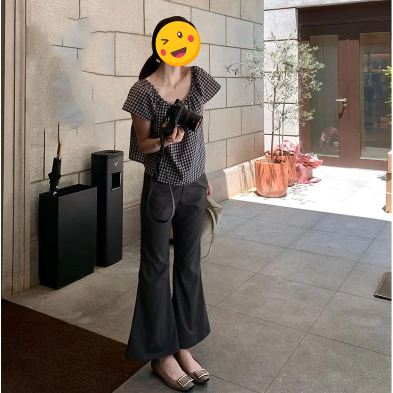 单件/甜酷风独特洋气2026年新款设计感格子显瘦上衣高腰遮胯裤子