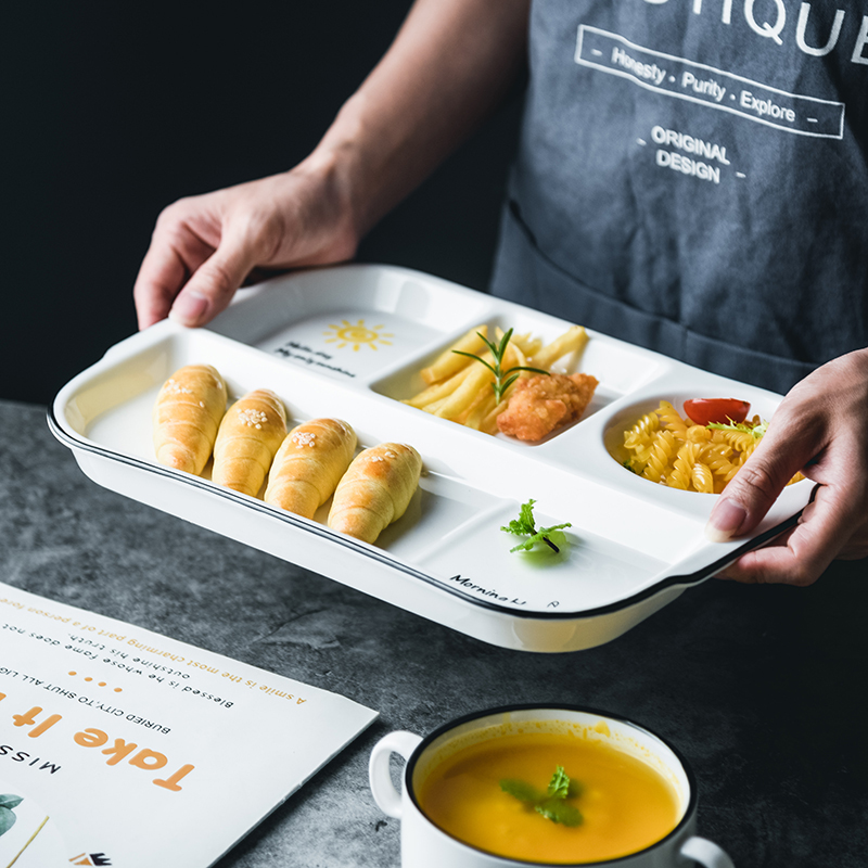 一人食早餐盘子套装四格分隔减脂