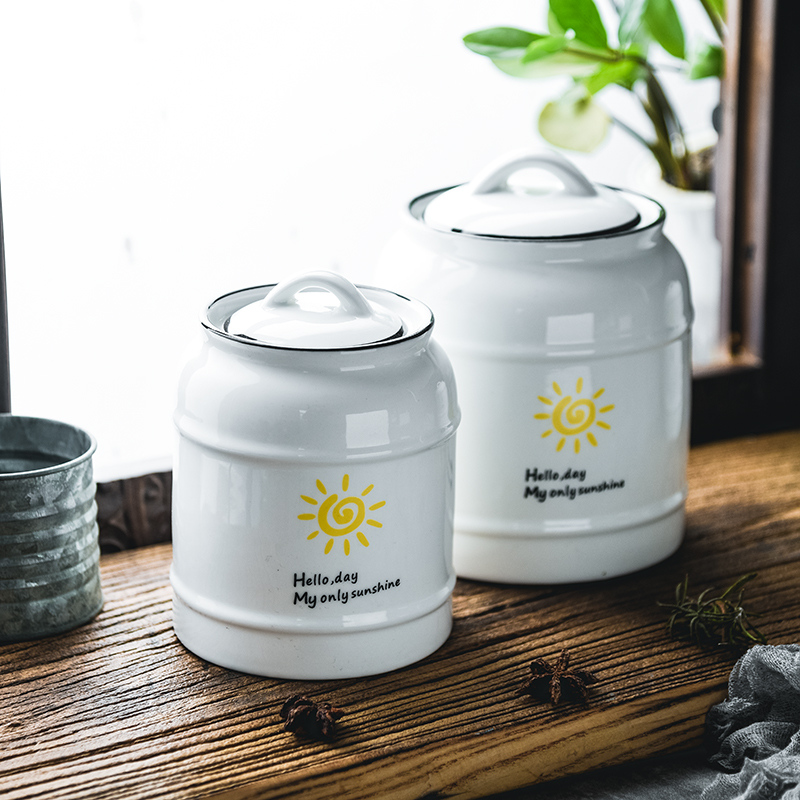 厨房陶瓷大容量密封罐家用奶粉茶叶罐杂粮零食储物罐咖啡糖罐套装
