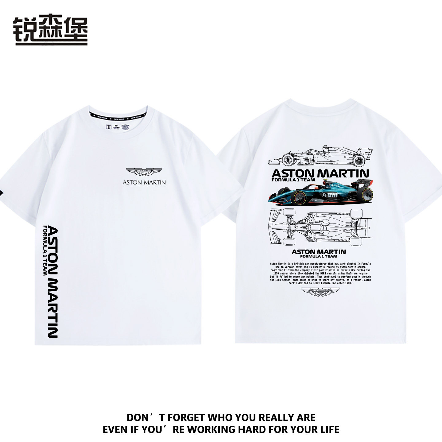 thumbnail for Aston Martin F1 Constructors' Formula Racing peripherals short-sleeved custom cotton T-shirt tops are versatile for summer men