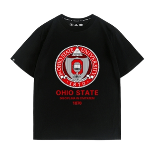 美国俄亥俄州立大学世界名校纪念衫青少年留学生T恤短袖男纯棉夏
