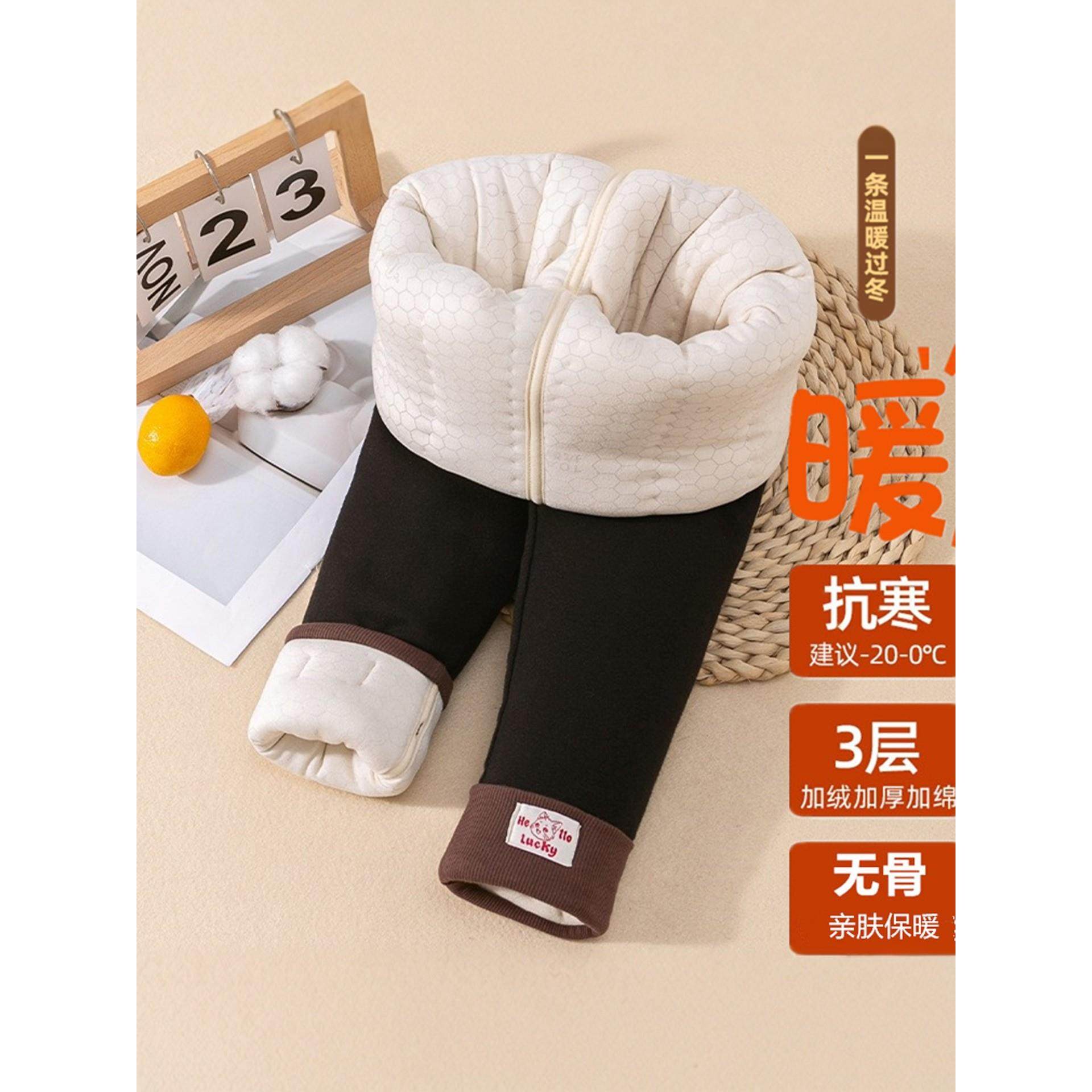 女童棉裤冬季加绒加厚宝宝三层夹棉特厚保暖裤北方外穿儿童打底裤