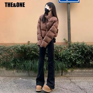 黑色微喇叭牛仔裤女2025秋冬新款加绒修身弹力显瘦小个子马蹄裤子